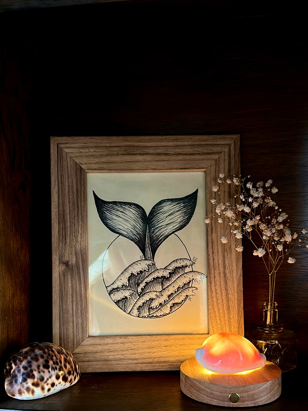 rechargeable LED White Cowry shell lamp