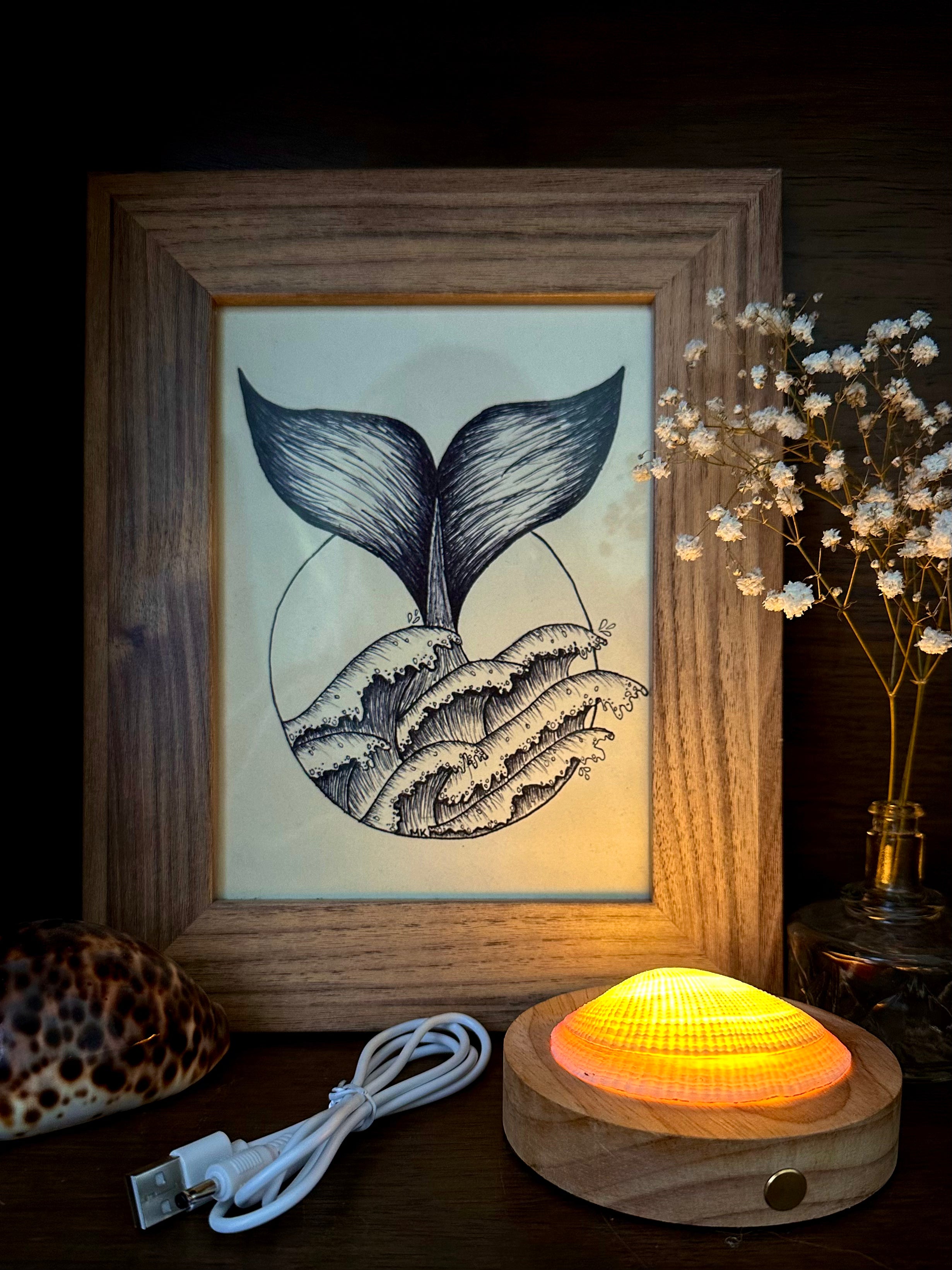 rechargeable LED Sunset clam shell lamp